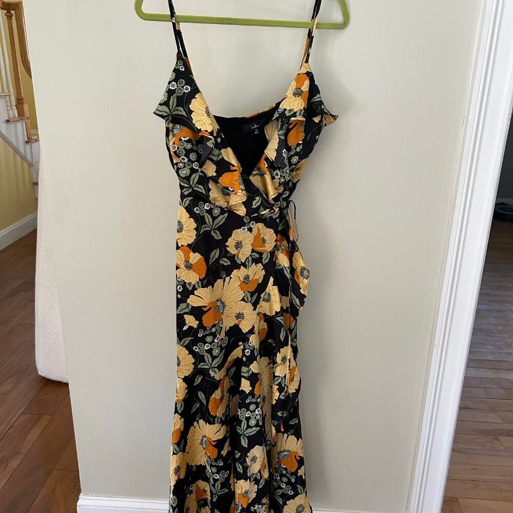 Lulu's Maxi wrap dress Black multi colored